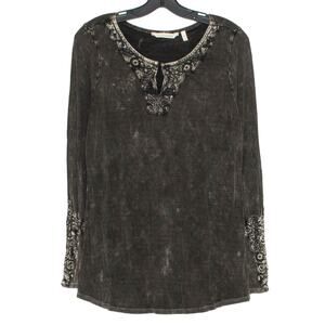 Soft Surroundings Embroidered Tunic Top PM Boho Peasant Cottagecore Whimsigoth
